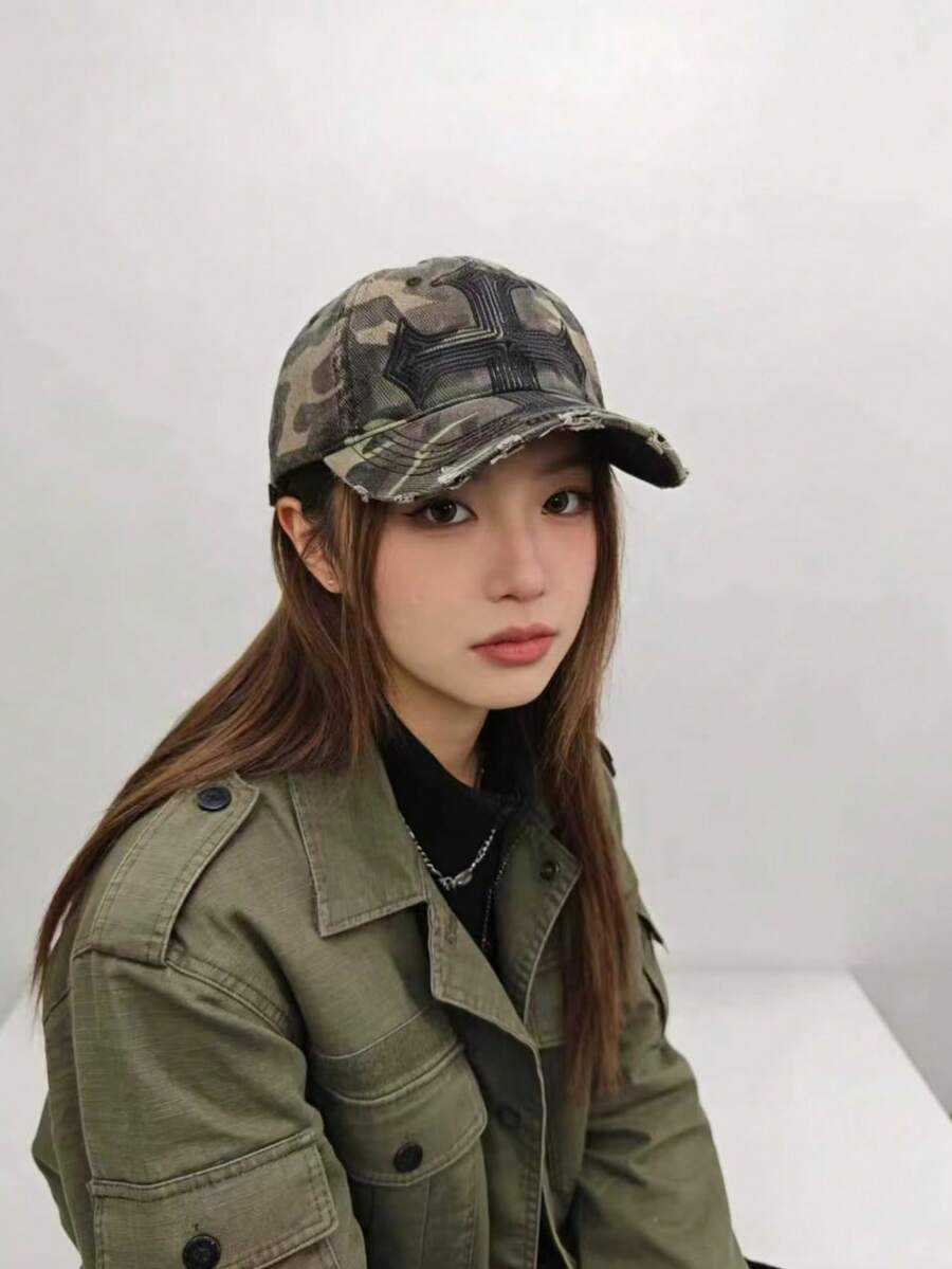 2026新款女士牛仔迷你马刺刺绣棒球帽，时尚显瘦，防晒针织帽 - A - 查看 1