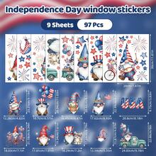 1 set de 9 adezive pentru ferestre cu pitici patriotici de Ziua Independenței, include stea, artificii, balon, bicicletă, modele de mașină, autocolante decorative pentru 4 iulie, potrivite pentru sticla balconului, uși, ferestre, decor pentru casă și cameră - Ziua Independenței - Vizualizare 8
