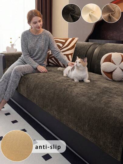 1 chiếc đệm sofa vải jacquard chenille dùng được cả bốn mùa, kiểu dáng tối giản hiện đại, thân thiện với thú cưng, chống bẩn và chống trượt, bảo vệ sofa chống trầy xước mùa xuân/thu, phù hợp với sofa chữ L và sofa 1/2/3/4 chỗ ngồi (Bán lẻ từng chiếc)