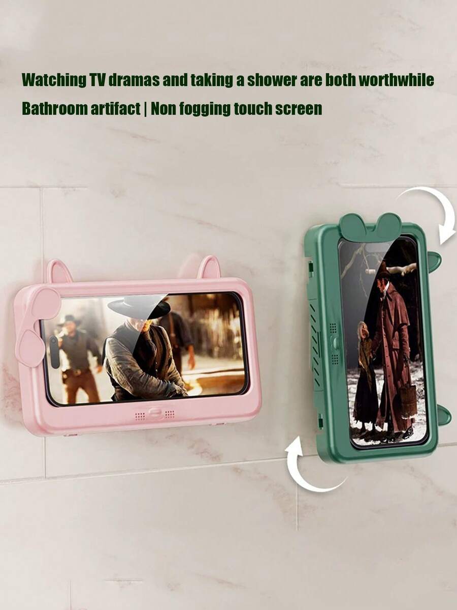 1 cái giá đỡ điện thoại xoay chống nước, chống sương mù dùng trong phòng tắm/nhà bếp, không cần khoan, lý tưởng để sử dụng khi tắm và xem video. - Nhiều màu - Xem 1