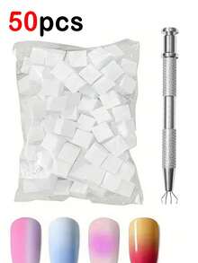 50pcs Mini Sponge Blocks With 4-Claw Tweezers, Nail Art Gradient Sponge, Nail Gel Tools, Nail Art Supplies, Nail Art Tools, Nail Art Accessories, Back To School, Nail Art, Nail Art Tools, Nail Art Sticker Tools - Multicolor - View 13