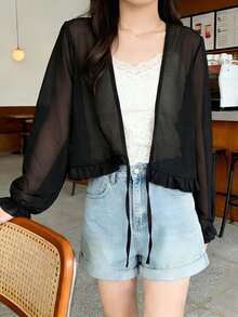 1pc Chiffon Shrug Cardigan, Lightweight Summer Outerwear For Dress, 2026 New Arrival - Multicolor - View 6