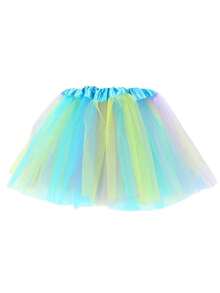 1pc 30cm Colorful Skirt, Rainbow Tulle Skirt, Tulle Skirt, Tulle Puff Skirt, Girls Rainbow Tulle Skirt - Multicolor - View 11