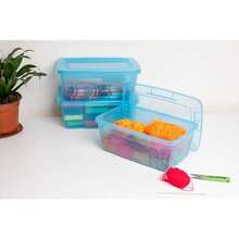 JOY Caja de Almacenamiento de Plástico con Tapa Color Blanco Paquete de 4 Con Capacidad 4 Litros Organizador Transparente y Apilable Ideal para el Acomodo en el Hogar 27x18x10.5 cm - Transparente - Ver 5
