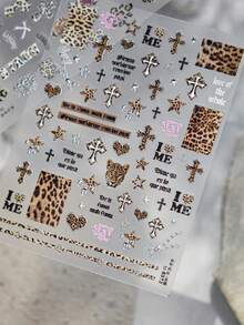 1 miếng dán móng tay kim loại 5D, miếng dán móng tay họa tiết da báo cổ điển, miếng dán nghệ thuật móng tay tự dính, phụ kiện trang trí móng tay DIY - Nhiều màu - Xem 2