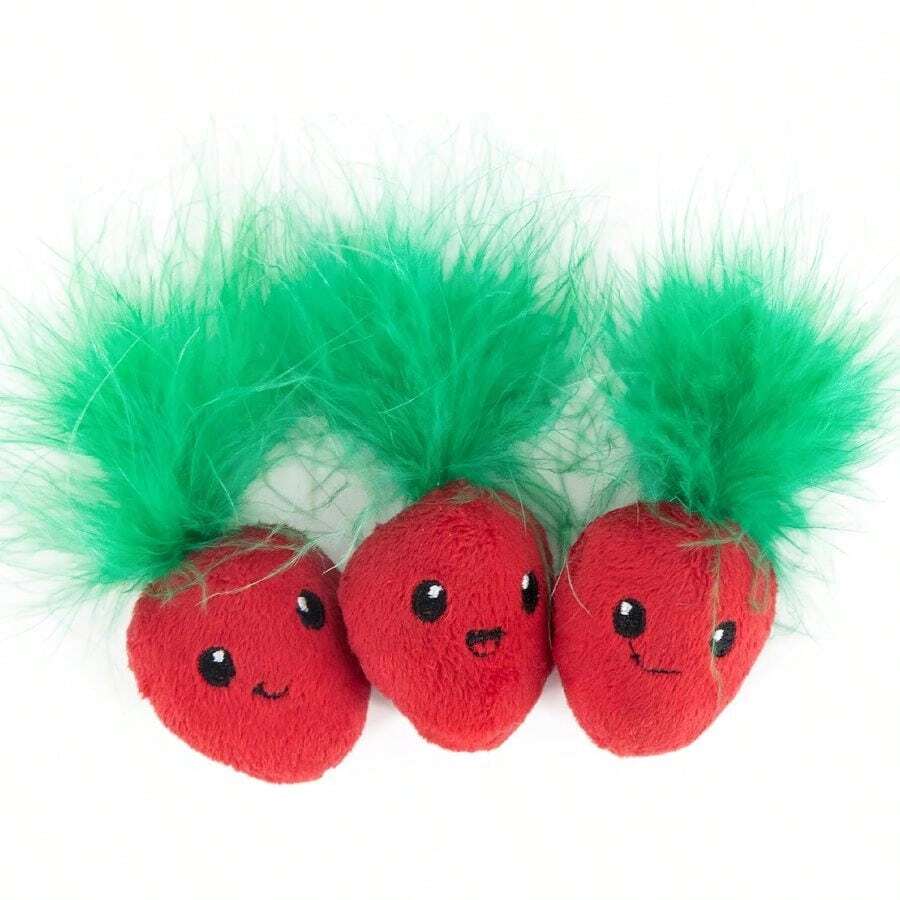 Catstages Strawbabies 3-Pack Catnip Toys Dental Crinkle Teething Toys Kittens And Indoor Cats, Interactive Pink - 草莓寶寶 + 均碼 - 查看 1