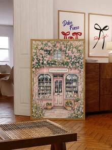 1 tranh in nghệ thuật treo tường không khung chủ đề hiệu sách hoa cổ điển, poster hoa màu hồng ấm áp, trang trí phòng ngủ, phòng khách, ký túc xá cho người yêu sách, chủ đề tựu trường, poster thời trang, trang trí phòng, quà tặng - Cửa hàng sách hoa - Xem 2