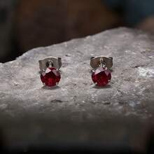 1 Đôi bông tai bạc cổ điển đính đá ruby đỏ, kiểu dáng thời trang, đa năng, phù hợp cho đám cưới và tiệc tùng. - Trắng + Hồng ngọc - Xem 2