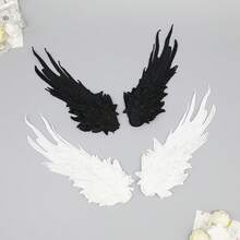 Original Lolita Feather Black And White Embroidered Hair Clips Angel Wings Lolita Accessories Devil Wings - 天使之擁-白 - 查看 6