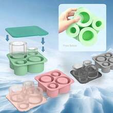 1个带盖硅胶冰格，适用于20盎司、30盎司、40盎司的杯子，可重复使用，4格圆柱形冰模，杯子配件。兼容返校系列。 - 彩色 - 查看 6