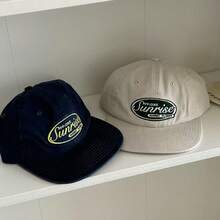A Soft-Top Flat Bill Hat With Letter Embroidery, A Flat-Brimmed Baseball Cap For Women, Vintage And Versatile, Face-Slimming, Sun-Shading Baseball Cap, Short Flat Brim, Street-Style Personalized Skateboard Cap, Color-Block Hip-Hop Hat - Flat Brim Baseball Cap With Letters - View 3