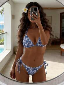 1 Set Printed Casual Sexy Beach Resort Summer Bikini Sets Vacation - Multicolor - View 4