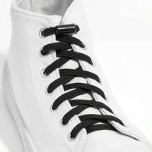 1 Pair Metal Lock Elastic No-Tie Shoelaces, Suitable For Sneakers And Various Shoes - Black - View 3