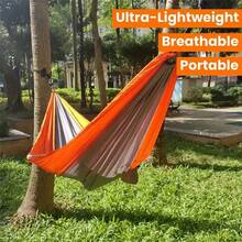 Rede de viagem ultraleve, suporta até 300 kg, respirável e de secagem rápida, acompanha 2 mosquetões premium e 2 fitas de nylon, adequada para uso externo, interno e no jardim, equipamento de camping. - Multicolorido - Ver 5
