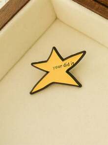 1pc "You Did It" Emoticon Star Enamel Pin Brooch, Funny Badge Jewelry, Gift For Friends - Multicolor - View 5