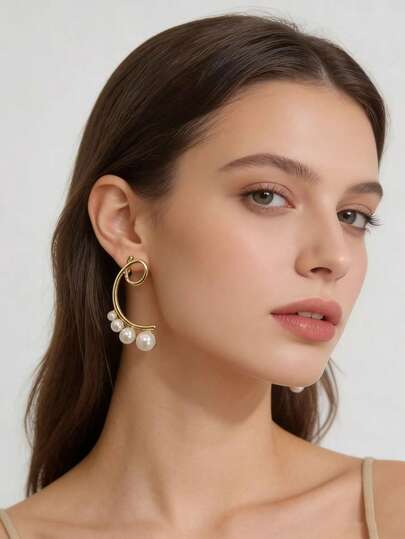 1对经典几何耳钉，时尚百搭