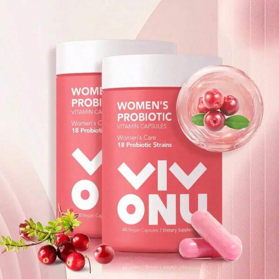 Women's Probiotic Capsules 2-Pack – Multi-Strain Supplement With Cranberry, Daily Use, 120 Veg Capsules - 160G - View 1