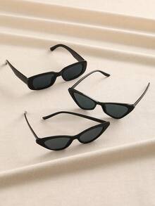 4pcs European And American Square Frame Fashion Glasses, Fashionable Triangle Shaped Glasses Suitable For Teenagers - Multicolor - View 6