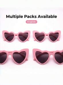 2/10/20 Pairs Pink Heart-Shaped Fashion Eyeglasses, Cute Retro Plastic Cat Eye Gradient Lens Eyeglasses, UV Protection Lightweight, Suitable For Beach, Travel, Singles Party, Valentine's Day And Various Fashion Looks - Multicolor - View 1