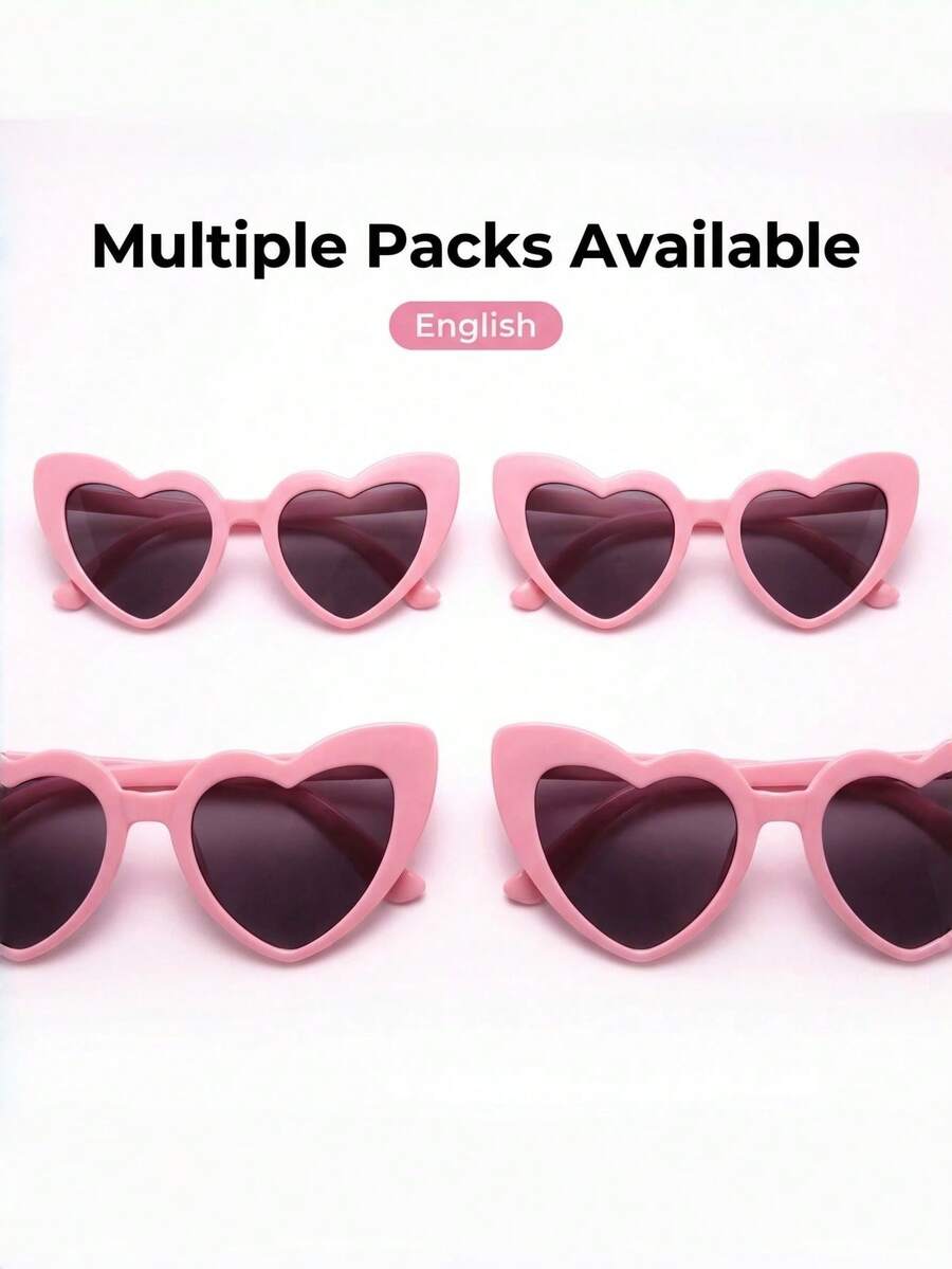 2/10/20 Pairs Pink Heart-Shaped Fashion Eyeglasses, Cute Retro Plastic Cat Eye Gradient Lens Eyeglasses, UV Protection Lightweight, Suitable For Beach, Travel, Singles Party, Valentine's Day And Various Fashion Looks - Multicolor - View 1