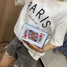 1pc Women's Evening Clutch Bag, Playing Card Pattern Handbag, Chain Shoulder Bag, Hard Box Shaped Bag, Card Shaped Wallet, Earphones, Phone, Lipstick, Ladies Shoulder Bag, Summer Handbag For Women - A - View 3