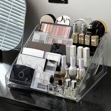 多层化妆品展示架，稳固的三杆侧架设计，浴室收纳架 - 透明 - 查看 2
