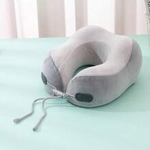 Milk Velvet Memory Foam U-Shaped Pillow, Neck Support Travel Pillow, Detachable & Washable - Orange - View 10