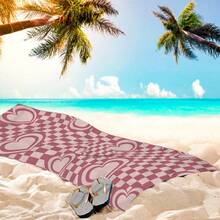 1pc Heart, Stripe, Fruit, Flower, Ocean Element Hooded Printed Cloak, Ultra-Fine Fiber Beach Blanket And Hooded Beach Wrap 2-In-1, With Buttons, Unbuttoned Can Be Converted Into Beach Blanket, Super Absorbent Towel, Suitable For Travel, Pool, Diving, Surfing, Yoga, Camping - Multicolor - View 4