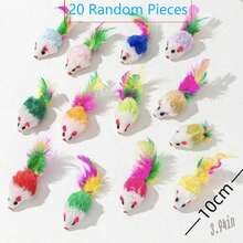 Colorful Feather Plush Mouse Cat Doll, Realistic Shaking Mouse Doll With Sound To Attract Cats, Squishy Fidget Doll, Gift For Cat Play - Multicolor - View 8
