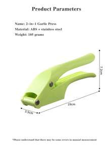 1pc Multi-Function Manual Garlic & Ginger Press, 2-In-1 Handheld Garlic Mincer, Easy Clean Kitchen Tool - Multicolor - View 7