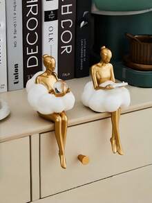 1pc Quoowiit Gold Decorative Thinker Statue, Abstract Sculpture Ornament, Bookshelf Decor, Office Decor, Modern Home Decor, Living Room Decor, Collectible Figurine, Coffee Table Decor, Room Decor, Home Decor, Suitable For Office And Students, Jewelry Storage - Multiple Styles - View 7