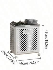 1个大容量敞口洗衣篮，配备万向轮，塑料材质，节省空间，适合存放衣物和毛巾，洗衣收纳篮 - 彩色 - 查看 12