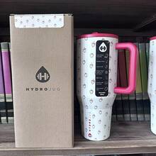 HydrojugTraveler 32 Oz/40 Oz Water Bottle With Handle & Flip Straw - Fits In Cup Holder, Leak Resistant Tumbler-Reusable Insulated Stainless Steel & Rubber Base - Gifts For Women & Men - 白草莓 - 查看 2