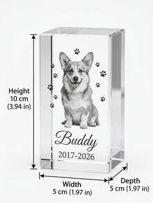 客製化個性化 2D 水晶寵物照片方塊，可自訂文字與圖片寵物紀念品，適合狗主人與貓主人作為紀念禮物，居家桌面裝飾寵物紀念 - 爪印 - 查看 9
