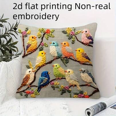1 chiếc vỏ gối in hình chim 2D nhiều màu sắc, mang lại sức sống cho giường ngủ của bạn, thích hợp trang trí phòng khách, phòng ngủ, ghế sofa, giường, phù hợp với nhiều phòng và dịp khác nhau, làm quà tặng, dùng được cả bốn mùa, không kèm ruột gối, in phẳng 2D, in một mặt.