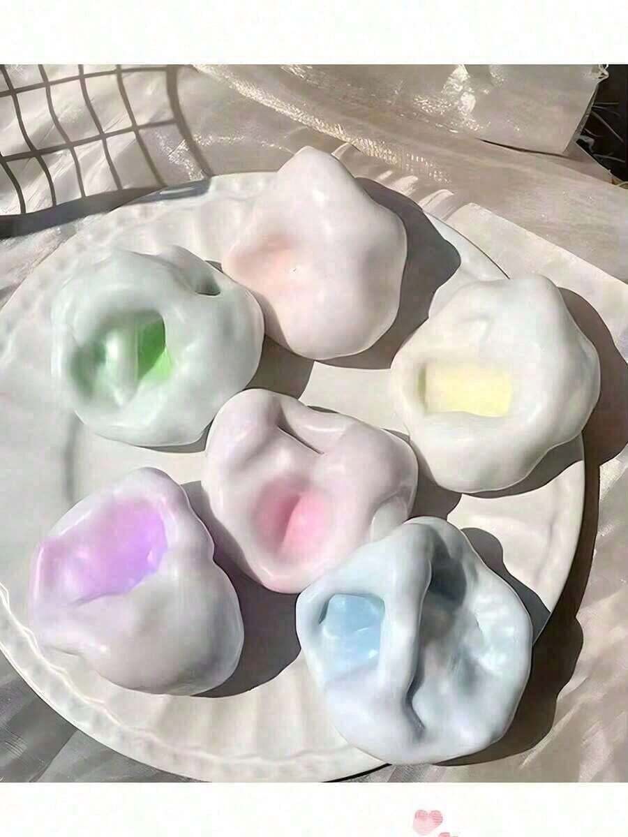 1 Random Color Cartoon Sticky Rice Cake Squeeze Toy, Soft Rice Paste, Stress-Relieving When Squeezed, With A Smooth Surface, Plastic Sticky Rice Cake Texture, Suitable As A Office, Parties, And Holidays - 1 Random Color - View 1