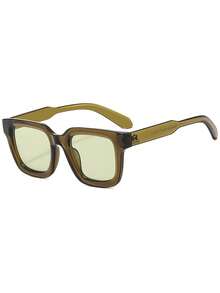 1副女士休闲复古方形大框黑色时尚眼镜，适合日常佩戴和街拍 - 彩色 - 查看 5