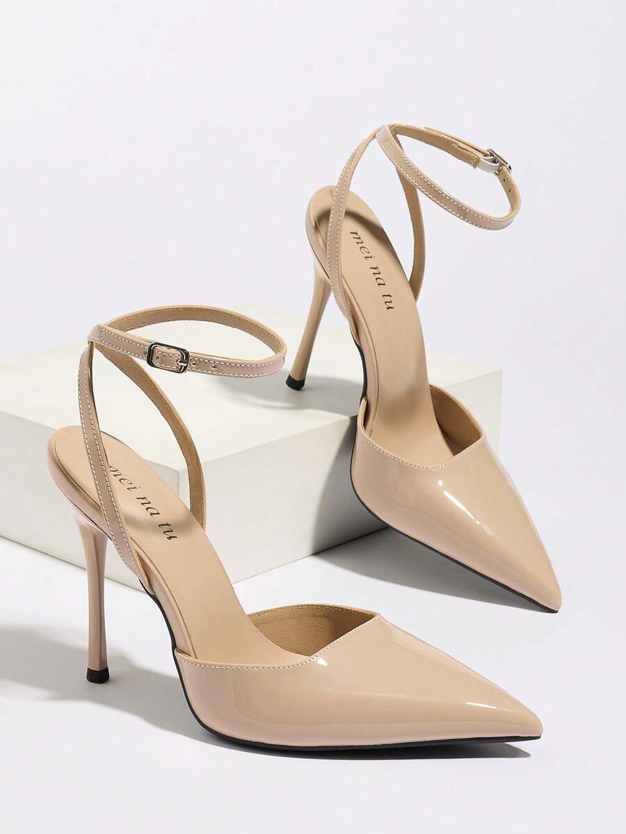 Women's High Heel Pumps, Pointed Toe High Heels, Fashion Stilettos, Slingback Backstrap Low Vamp Sandals, Elegant For Party, Commute, Office - Pink - View 1