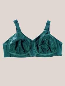 1 pieza Sujetador de encaje ultradelgado para mujer, sujetador minimalista sexy y transpirable de talla grande para dormir, usar en casa, la oficina y al aire libre, con elevación - Verde Oscuro - Ver 7