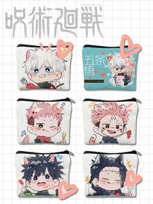 Jujutsu Kaisen 1 chiếc túi tote vải canvas in hình nhân vật hoạt hình Gojo Geto Megumi Yuji Sukuna dễ thương, túi đựng văn phòng phẩm học sinh, túi đựng đồ dùng nghệ thuật, túi đựng mỹ phẩm trang điểm. - Nhiều màu - Xem 3