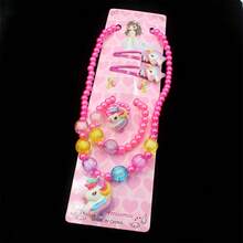 1 Set Handmade Beaded Animal Horse, Unicorn Jewelry Set Including Necklace, Bracelet, Ring, Hair Clip - Ideal Gift For Holidays - Multicolor - View 6