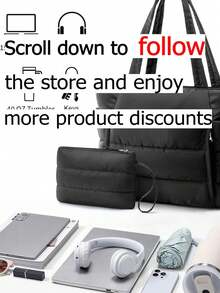 Nuevo bolso de mano blanco clásico y multifuncional de moda, diseño simple, detalles acolchados, diseño de asa superior dual para hombro, bolso de hombro elegante para damas, adecuado para n - Color caoba - Ver 2