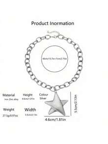 1 chiếc dây chuyền mặt hình sao biển phong cách bãi biển mùa hè, dây xích bản to, thích hợp cho nữ giới đeo hàng ngày, dự tiệc, đi nghỉ mát, du lịch (Bề mặt trang sức được xử lý tạo hiệu ứng cũ kỹ) - Bạc - Xem 9