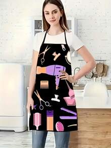 1 chiếc tạp dề làm việc thiết thực dành cho nam và nữ, có họa tiết máy sấy tóc, thích hợp cho công việc làm đẹp và cắt tóc. - 60*80cm - Xem 7