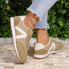 Giày thể thao nữ kiểu retro buộc dây, thiết kế cổ điển. - Màu Khaki - Xem 7