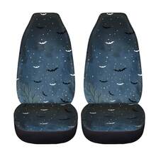 Skull Mushroom Print Car Front Seat Covers,Universal Car Seat Cushion Set,Suitable For Cars, SUVs, And Trucks,Perfect For Holiday Gift Or Special Occasion Present. - 銀河蝙蝠 - 查看 5