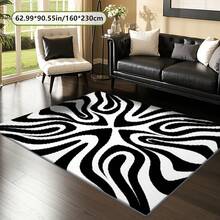 Black And White Patterned Entrance Balcony Area Rug, Soft And Luxurious Home Office Rug, Suitable For Indoor And Outdoor Use, Living Room, Bedroom, Kitchen, Farmhouse And Camping Decor, Machine Washable, Available In Various Sizes - 簡約款 - 查看 5