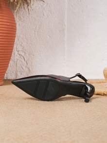 New Stylish Pointed Toe Mid Heel Pumps, Comfortable & Versatile Women Dress Shoes - Burgundy - View 7