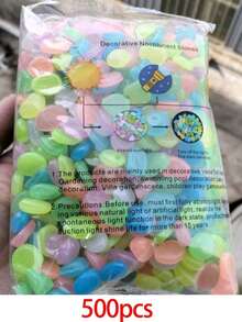 500颗太阳能夜光花园小径石，适用于庭院小径装饰、景观照明和花瓶填充装饰石，发光石，白天吸收光线，夜晚发光 - 發光石 - 查看 11