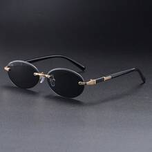 4pcs Square & Oval Fashionable Frameless Glasses, Unisex Couples Everyday Wear And Gift - Multicolor - View 5